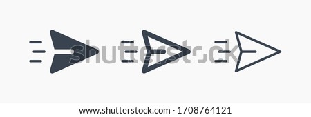 Send fly line vector minimalistic icon. Letter mail vector symbol. Plane origami send icons set for web design. Modern flat paper air icon for app design. Newsletter sign minimal flat linear set icons