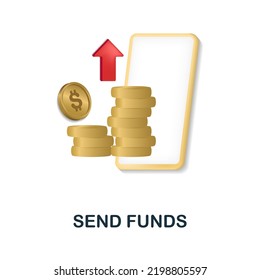 Send Funds icon. 3d illustration from banking collection. Creative Send Funds 3d icon for web design, templates, infographics and more