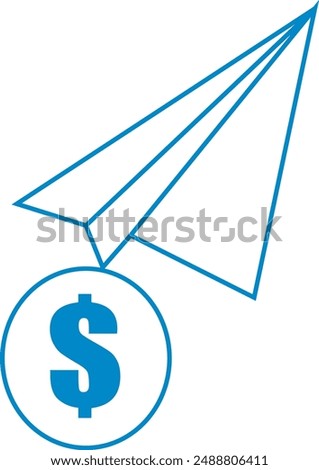 Send funds icon vector illustration, envelope with dollar