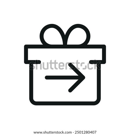 Send gift isolated icon, gift box with arrow right vector symbol with editable stroke