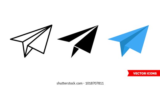 Send icon of 3 types: color, black and white, outline. Isolated vector sign symbol.