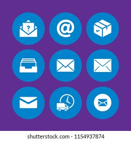 send icon. 9 send set with mail, box, close envelope and inbox vector icons for web and mobile app