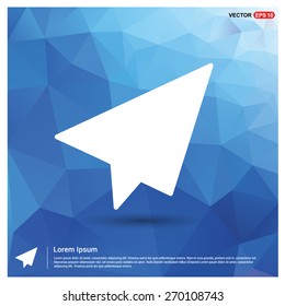 Send icon. Blue geometric pattern, triangles background, polygonal design. Polygon geometric. Vector illustration