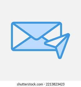 Send icon in blue style about email, use for website mobile app presentation