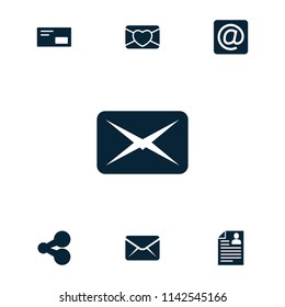 Send icon. collection of 7 send filled icons such as share, envelop, mail, resume, love letter. editable send icons for web and mobile.