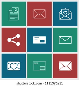 Send icon. collection of 9 send filled and outline icons such as envelop, mail, love letter, share, parcel. editable send icons for web and mobile.