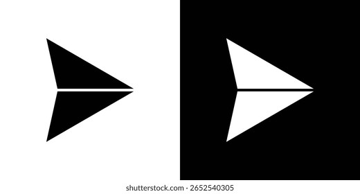 Send icon in flat version on black and white background