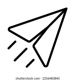 Icono de envío en forma de avión de papel volando con franjas de aire en forma de contorno negro