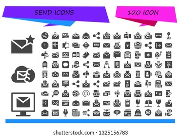 send icon set. 120 filled send icons.  Collection Of - Email, Share, Mail, Mailbox, Spam, Mails, Fragile, Sms, Text, Send, Private message, Inbox, Message, Sharing, Love letter