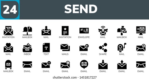 Send Icon Set 24 Filled Send Stock Vector (Royalty Free) 1451817227 ...