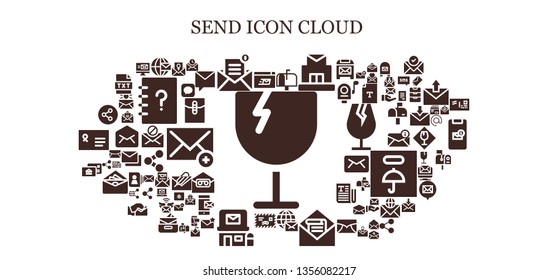 send icon set. 93 filled send icons.  Simple modern icons about  - Fragile, Mailing, Email, Mail, Mailbox, Post office, Postal, Share, Invitation, Message, Private message, Contacts