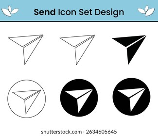 Send Icon Set Black and White Paper Plane and Arrow Symbols 