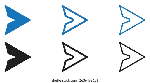 Send icon set. Send icon solid vector collection.