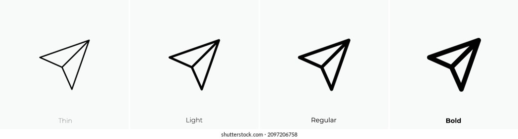 send icon. Thin, Light Regular And Bold style design isolated on white background