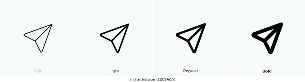 send icon. Thin, Light Regular And Bold style design isolated on white background