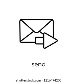 send icon. Trendy modern flat linear vector send icon on white background from thin line collection, outline vector illustration