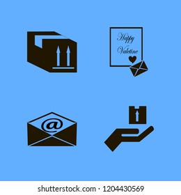 send icon. send vector icons set hand parcel, heart envelope, parcel box and mail