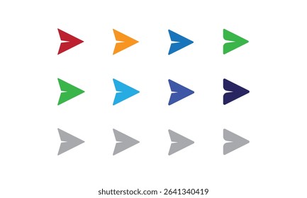 Send Icons Flat Design.  Ideal for messaging apps, email platforms, or interface buttons where clarity and visual hierarchy matter.