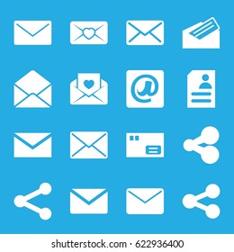 Send icons set. set of 16 send filled icons such as mail, resume, love letter, envelope, at email, letter, share