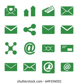 Send icons set. set of 16 send filled icons such as arrow up, mail, love letter, email, at email, letter, envelop, share