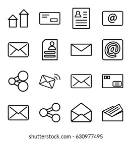 Send icons set. set of 16 send outline icons such as arrow up, mail, resume, envelope, email, at email, letter, envelop, parcel