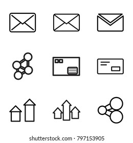 Send icons. set of 9 editable outline send icons such as arrow up, mail, share, envelop