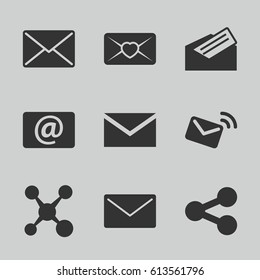 Send icons set. set of 9 send filled icons such as mail, love letter, email, letter