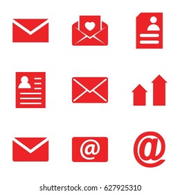 Send icons set. set of 9 send filled icons such as arrow up, mail, resume, love letter, email