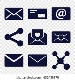 Send icons set. set of 9 send filled icons such as love letter, email, mail, envelop