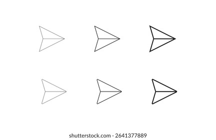 Send Icons Vector Graphics. From ultra-light lines to bold outlines, each icon captures the essence of communication, speed, and forward action.