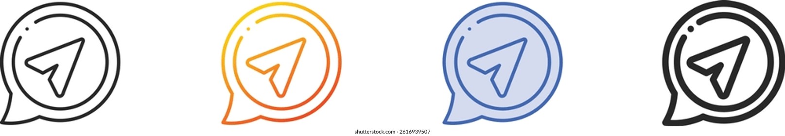 send icon.Thin Linear, Gradient, Blue Stroke and bold Style Design Isolated On White Background