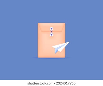 Send the job application file. File attachments to apply for jobs. Submit, attach, or upload. Job application envelopes and paper planes. symbols or icons. Minimalist 3D concept design. vector element
