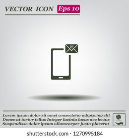 Send a letter icon, mobile phone and mail. Vector illustration