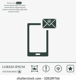 Send a letter icon, mobile phone and mail. Vector illustration