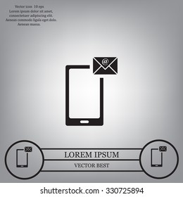 Send a letter icon, mobile phone and mail. Vector illustration