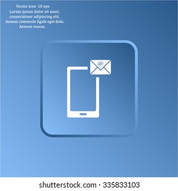 Send a letter icon, mobile phone and mail. Vector illustration