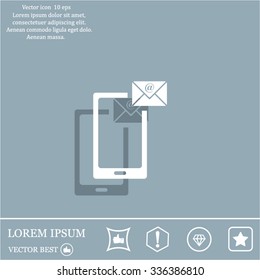 Send a letter icon, mobile phone and mail. Vector illustration