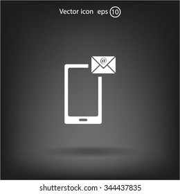 Send a letter icon, mobile phone and mail. Vector illustration