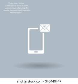 Send a letter icon, mobile phone and mail. Vector illustration