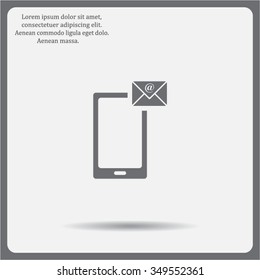 Send a letter icon, mobile phone and mail. Vector illustration
