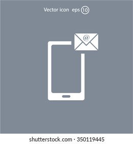 Send a letter icon, mobile phone and mail. Vector illustration
