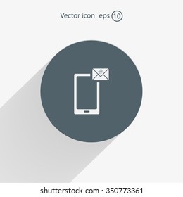 Send a letter icon, mobile phone and mail. Vector illustration