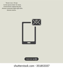 Send a letter icon, mobile phone and mail. Vector illustration