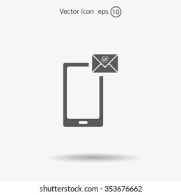 Send a letter icon, mobile phone and mail. Vector illustration