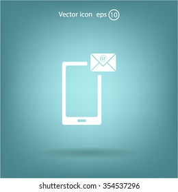 Send a letter icon, mobile phone and mail. Vector illustration