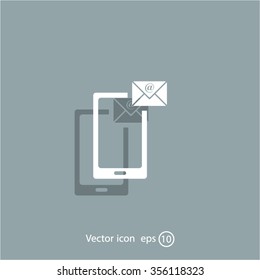 Send a letter icon, mobile phone and mail. Vector illustration
