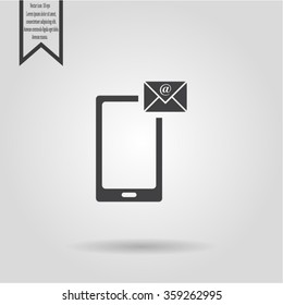 Send a letter icon, mobile phone and mail. Vector illustration