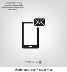 Send a letter icon, mobile phone and mail. Vector illustration