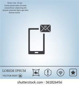 Send a letter icon, mobile phone and mail. Vector illustration