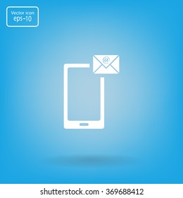 Send a letter icon, mobile phone and mail. Vector illustration
